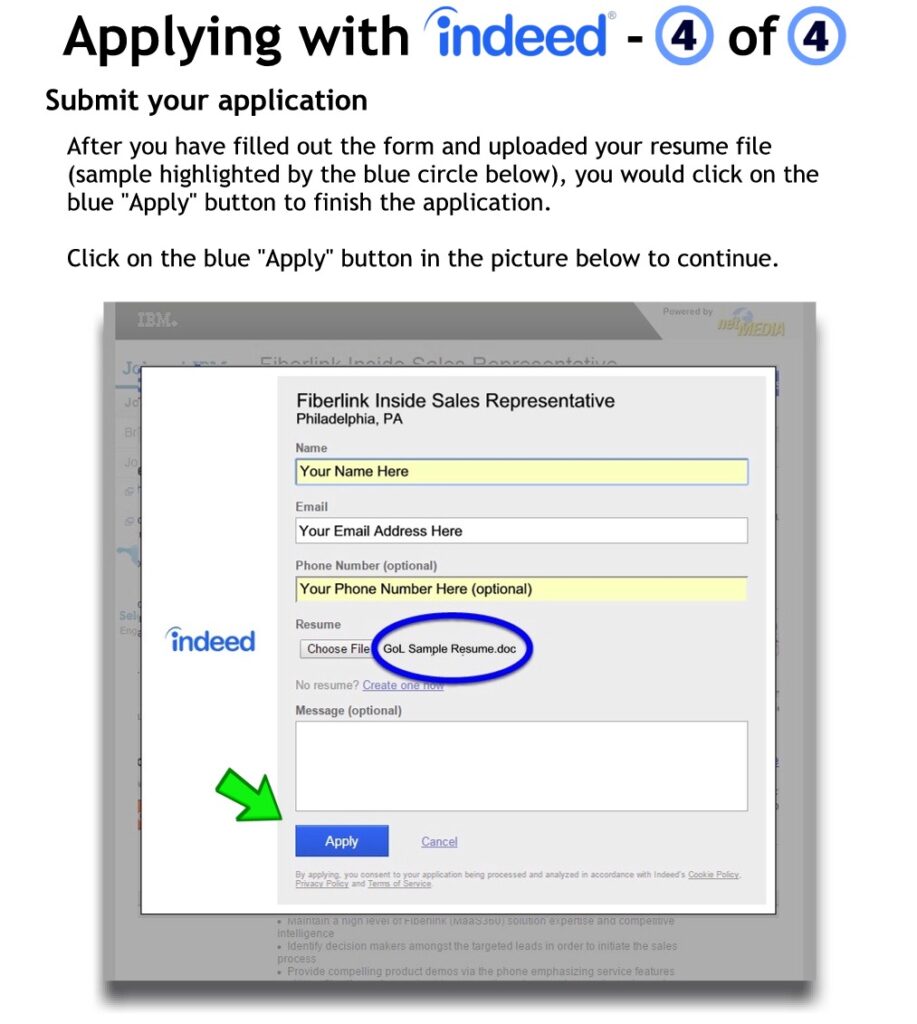 The last step is to tap the "Apply" button to submit your application