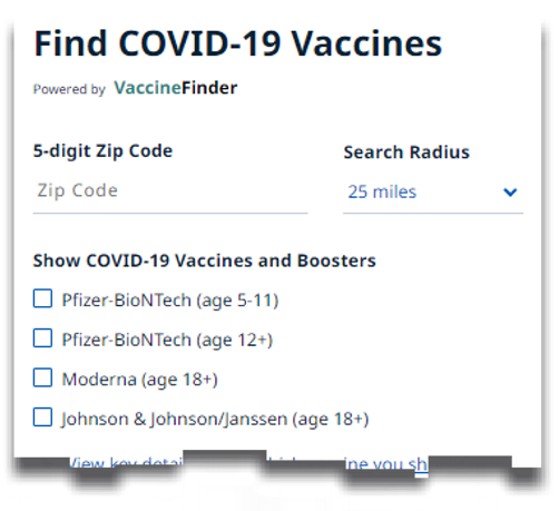 Vaccine Finder Form sample image