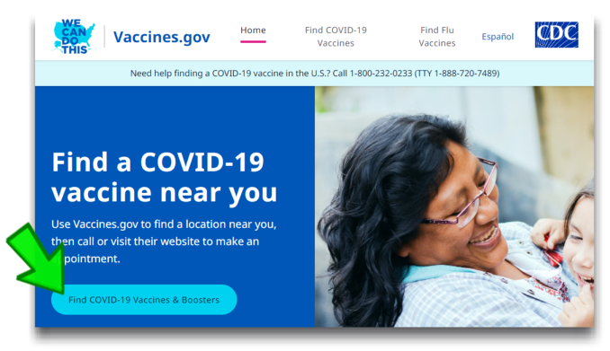 Image of vaccines.gov website