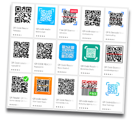 image of various QR reader apps