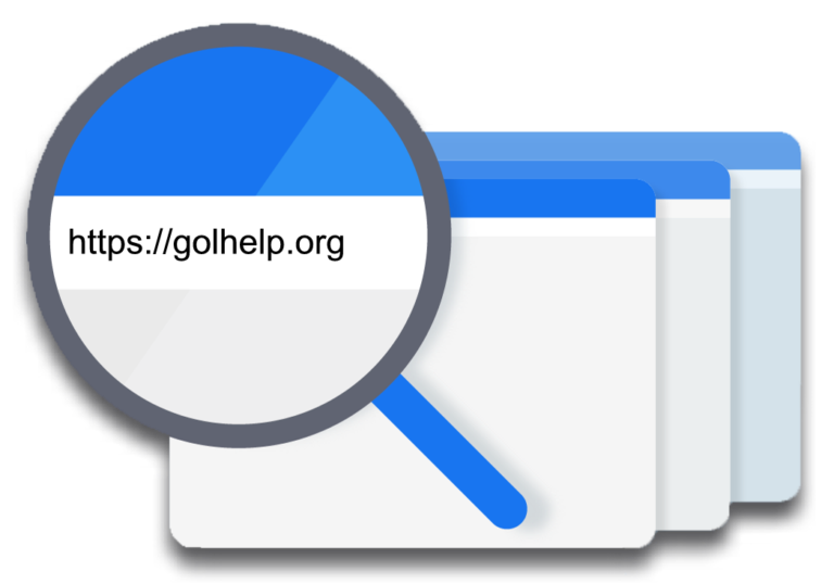 Image of URL with magnifying glass