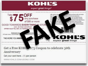 Fake kohls coupon