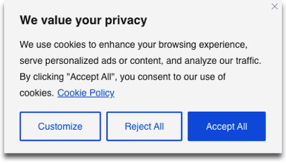 image of pop up requesting the user to allow cookies