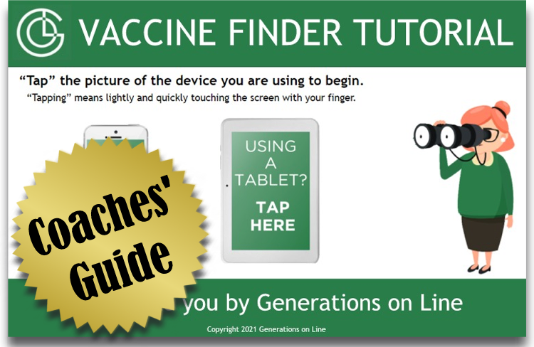 Tap here to go to GoL vaccine finder Tutorial coaches' guide